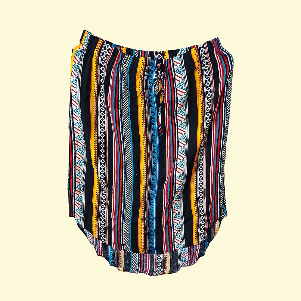 NWOT Multicolored, striped, size L, high low skirt